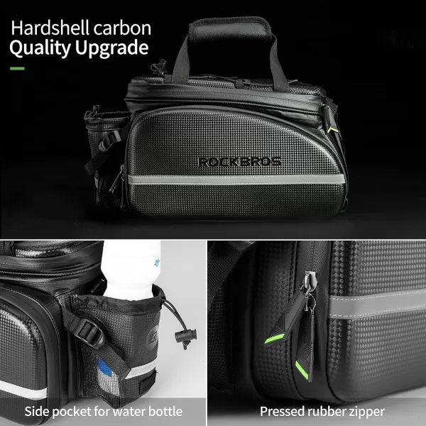 imageROCKBROS Bike Rack Bag Trunk Waterproof Carbon Leather Bicycle Rear Seat Cargo Pack Pannier Handbag