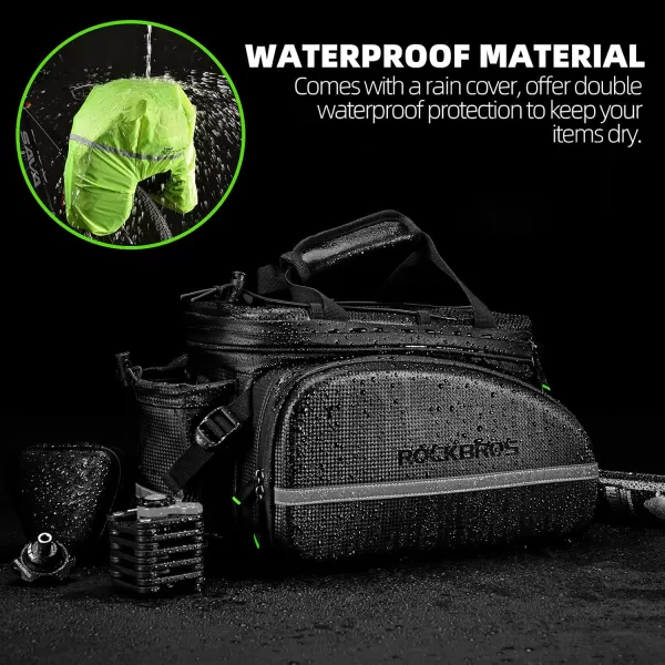 imageROCKBROS Bike Rack Bag Trunk Waterproof Carbon Leather Bicycle Rear Seat Cargo Pack Pannier Handbag