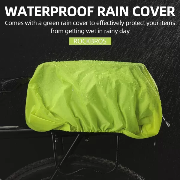 imageROCKBROS Bike Rear Rack Bag Bike Trunk Bag Reflective Bicycle Rear Seat Saddle Bag Cycling Luggage Panniers with Shoulder Straps Green Rain Cover