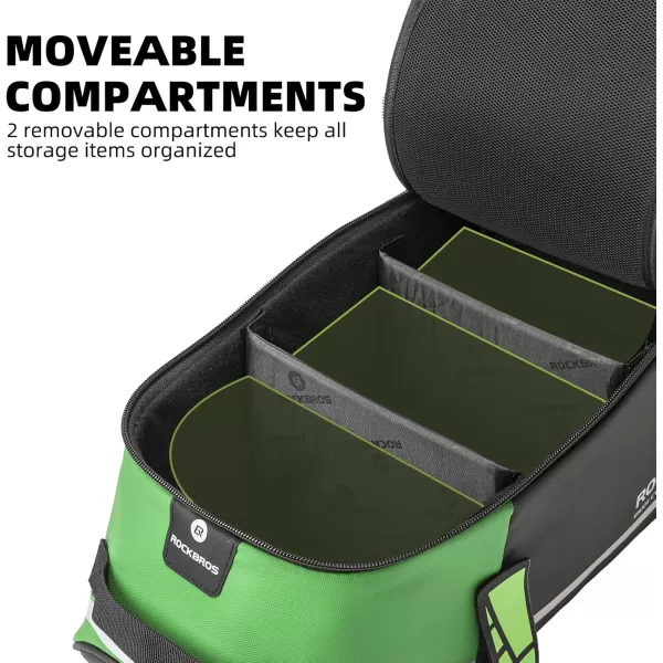 imageROCKBROS Bike Rear Rack Bag Bike Trunk Bag Reflective Bicycle Rear Seat Saddle Bag Cycling Luggage Panniers with Shoulder Straps Green Rain Cover