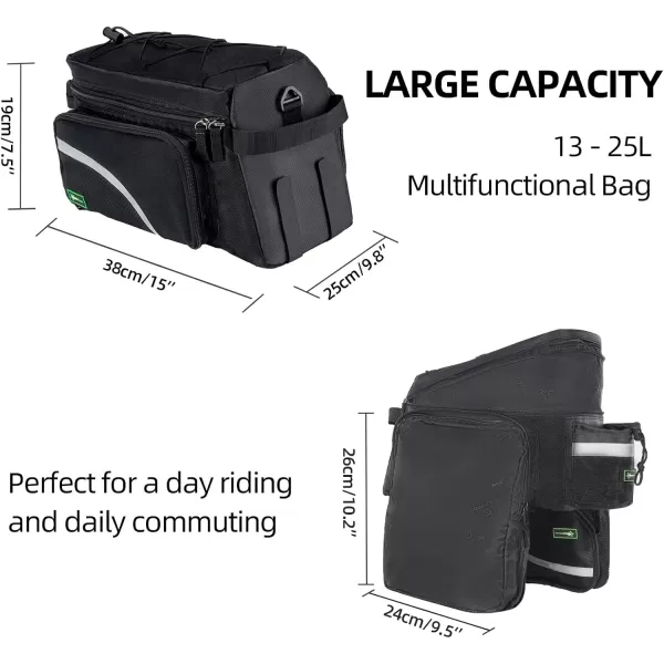 imageROCKBROS Bike Trunk Bag 13L25L Bike Rear Rack Bag Bike Cargo Rack Bag Rear Rack Carrier Bag