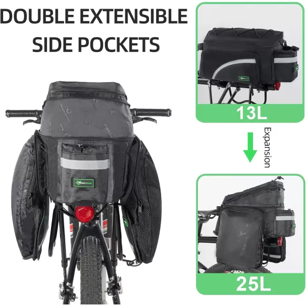 imageROCKBROS Bike Trunk Bag 13L25L Bike Rear Rack Bag Bike Cargo Rack Bag Rear Rack Carrier Bag