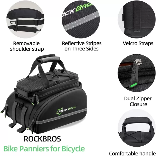 imageROCKBROS Bike Trunk Bag 17L45L Bike Rear Rack Bag Bike Bags for Bicycles Rear Rack Waterproof Bike Rack BagBlack Grey