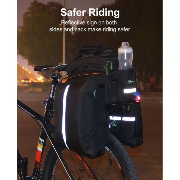 imageROCKBROS Bike Trunk Bag 17L45L Bike Rear Rack Bag Bike Bags for Bicycles Rear Rack Waterproof Bike Rack BagBlack Grey