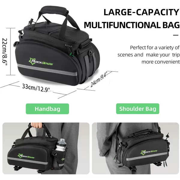 imageROCKBROS Bike Trunk Bag 17L45L Bike Rear Rack Bag Bike Bags for Bicycles Rear Rack Waterproof Bike Rack BagBlack Grey