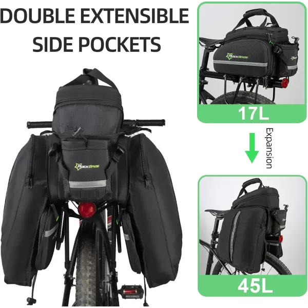 imageROCKBROS Bike Trunk Bag 17L45L Bike Rear Rack Bag Bike Bags for Bicycles Rear Rack Waterproof Bike Rack BagBlack Grey