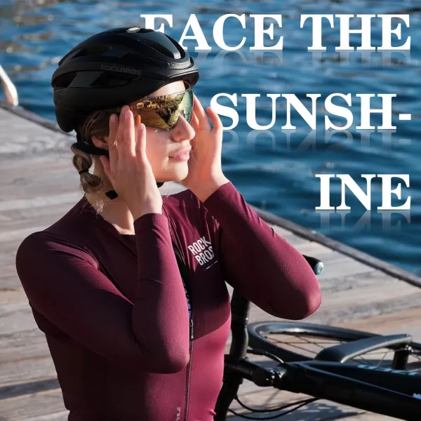 imageROCKBROS Cycling Glasses Sports Sunglasses with Anti Blue Lenses Men Cycling Glasses MTB Biking SunglassesGolden Chai Elegance