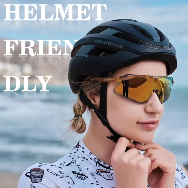 imageROCKBROS Cycling Glasses Sports Sunglasses with Anti Blue Lenses Men Cycling Glasses MTB Biking SunglassesGolden Chai Elegance