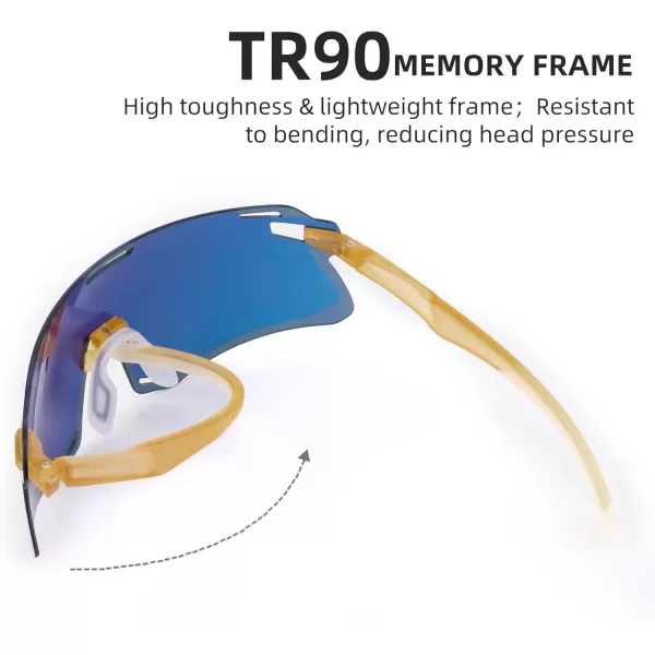 imageROCKBROS Cycling Glasses Sports Sunglasses with Anti Blue Lenses Men Cycling Glasses MTB Biking SunglassesGolden Chai Elegance