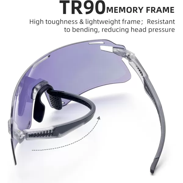 imageROCKBROS Cycling Glasses Sports Sunglasses with Anti Blue Lenses Men Cycling Glasses MTB Biking SunglassesGray Violet Serenity