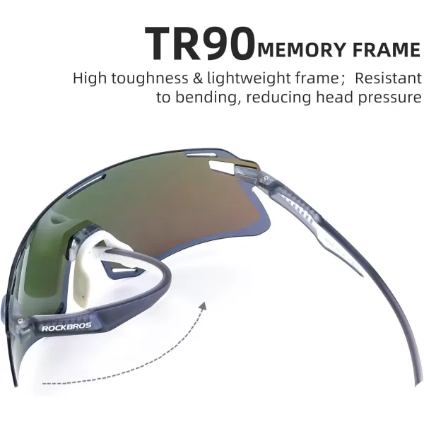 imageROCKBROS Cycling Glasses Sports Sunglasses with Anti Blue Lenses Men Cycling Glasses MTB Biking SunglassesGrayish Azure
