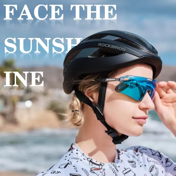 imageROCKBROS Cycling Glasses Sports Sunglasses with Anti Blue Lenses Men Cycling Glasses MTB Biking SunglassesGrayish Azure