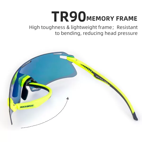 imageROCKBROS Cycling Glasses Sports Sunglasses with Anti Blue Lenses Men Cycling Glasses MTB Biking SunglassesRadiant Lemon