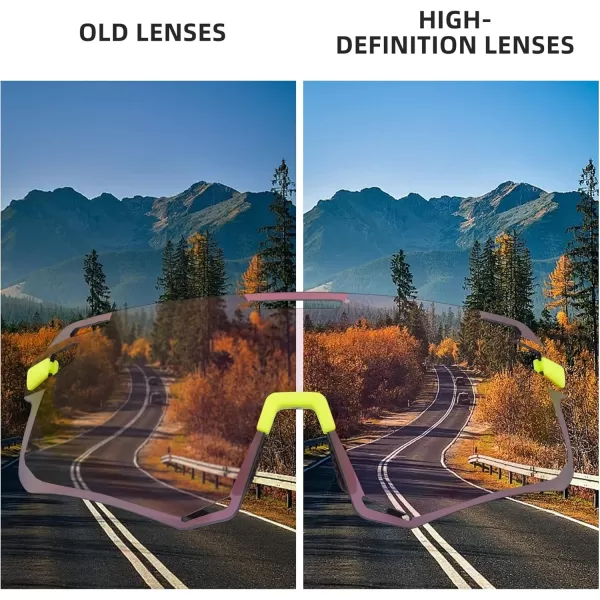 imageROCKBROS Cycling Glasses Sports Sunglasses with Anti Blue Lenses Men Cycling Glasses MTB Biking SunglassesRadiant Lemon
