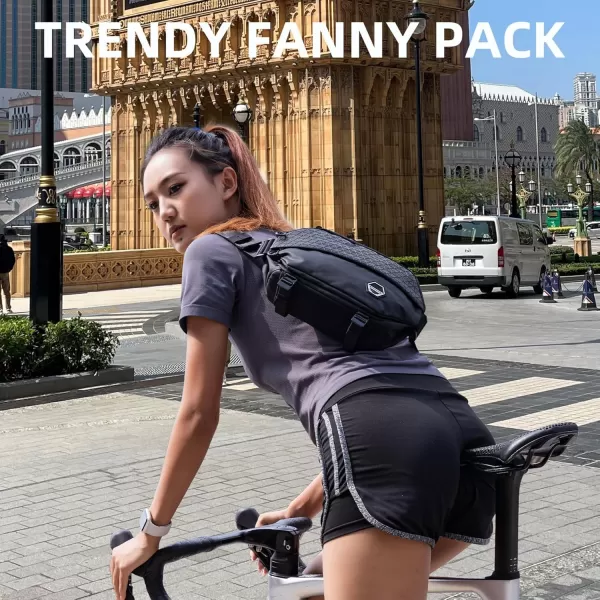 imageROCKBROS Fanny Packs Crossbody Men Belt Bag with Magnetic Buckle for Women Fashion Waist Packs for WorkoutRunningHiking Black