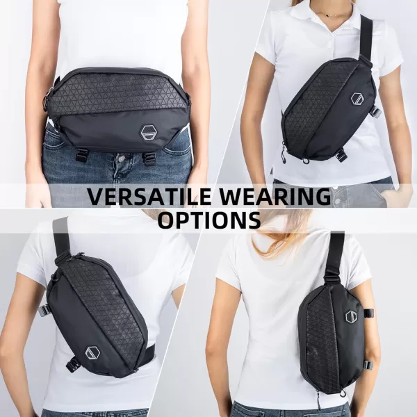 imageROCKBROS Fanny Packs Crossbody Men Belt Bag with Magnetic Buckle for Women Fashion Waist Packs for WorkoutRunningHiking Black