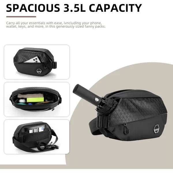imageROCKBROS Fanny Packs Crossbody Men Belt Bag with Magnetic Buckle for Women Fashion Waist Packs for WorkoutRunningHiking Black