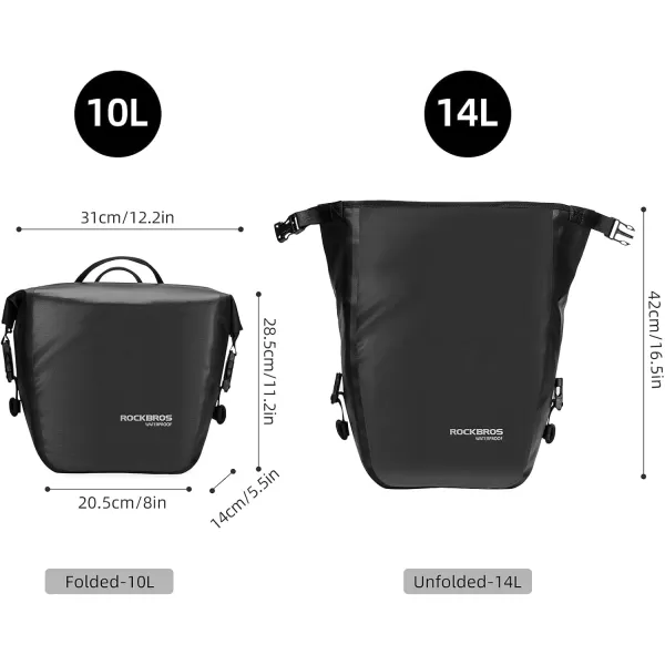 imageROCKBROS Front Roller Panniers Bag Front Rack Bike Bag Sturdy Shelf Package with Carrying Handle ampamp Free Shoulder Strap for Touring Picnic Commuting 1 PairBlack2