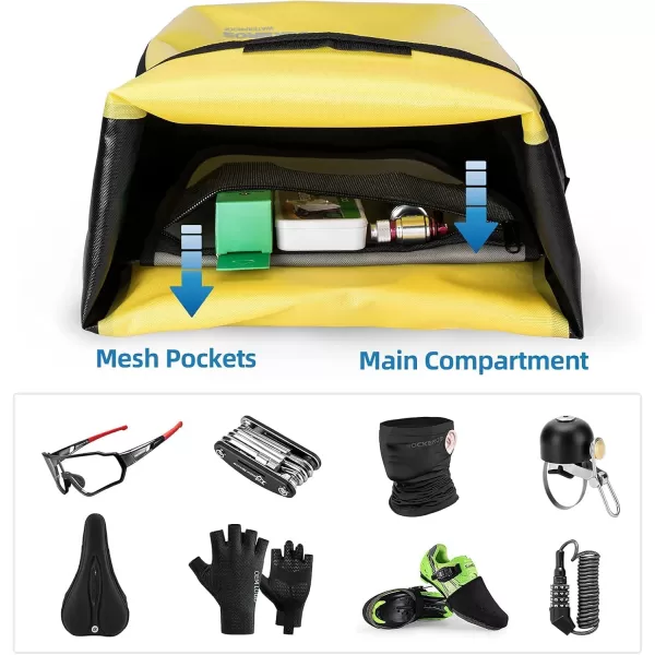 imageROCKBROS Front Roller Panniers Bag Front Rack Bike Bag Sturdy Shelf Package with Carrying Handle ampamp Free Shoulder Strap for Touring Picnic Commuting 1 PairYellow2
