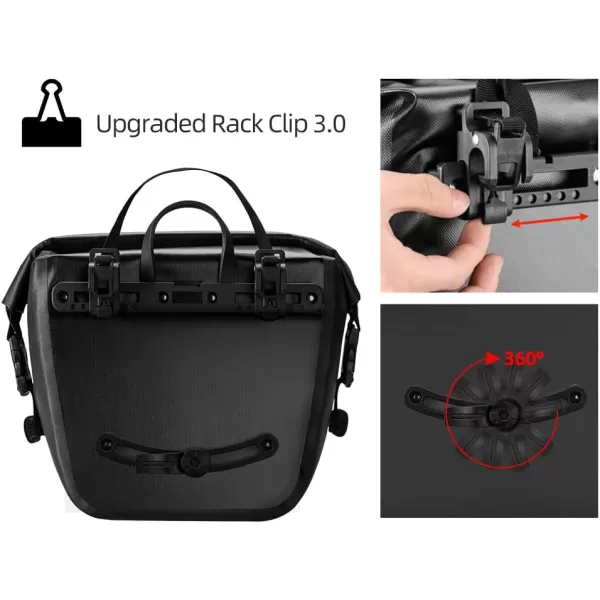 imageROCKBROS Front Roller Panniers Bag Front Rack Bike Bag Sturdy Shelf Package with Carrying Handle ampamp Free Shoulder Strap for Touring Picnic Commuting 1 PairBlack2