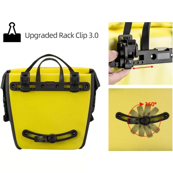 imageROCKBROS Front Roller Panniers Bag Front Rack Bike Bag Sturdy Shelf Package with Carrying Handle ampamp Free Shoulder Strap for Touring Picnic Commuting 1 PairYellow2