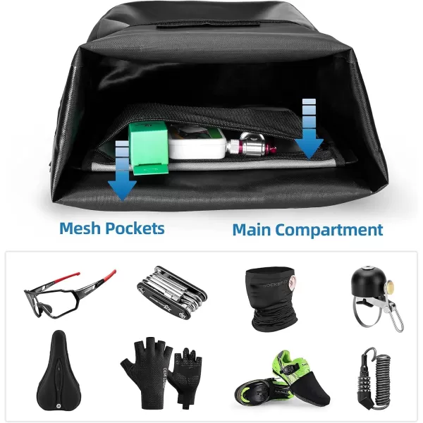 imageROCKBROS Front Roller Panniers Bag Front Rack Bike Bag Sturdy Shelf Package with Carrying Handle ampamp Free Shoulder Strap for Touring Picnic Commuting 1 PairBlack2