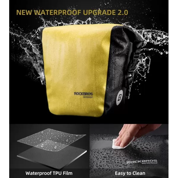 imageROCKBROS Front Roller Panniers Bag Front Rack Bike Bag Sturdy Shelf Package with Carrying Handle ampamp Free Shoulder Strap for Touring Picnic Commuting 1 PairYellow2