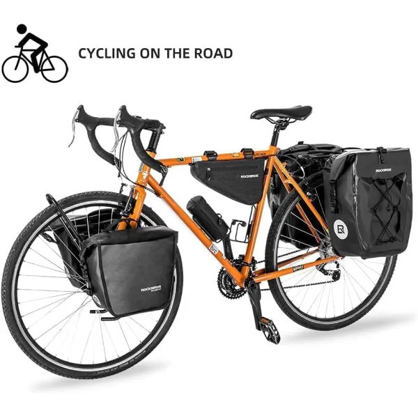 imageROCKBROS Front Roller Panniers Bag Front Rack Bike Bag Sturdy Shelf Package with Carrying Handle ampamp Free Shoulder Strap for Touring Picnic Commuting 1 PairBlack2