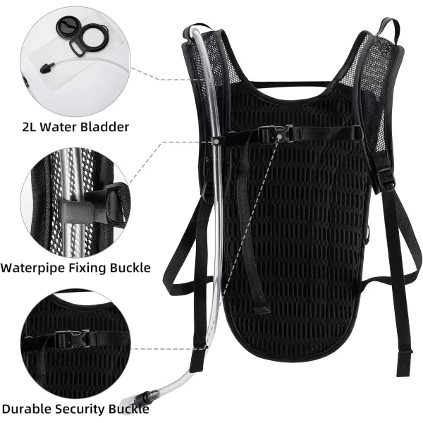 imageROCKBROS Hydration Backpack with 2L Water Bladder Leak Proof Sealing Lightweight Water Hydration Pack for HikingCycling RunningFestivals