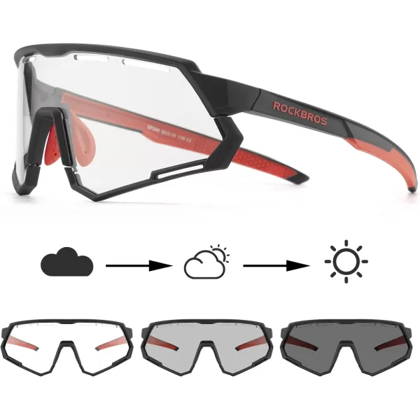 imageROCKBROS Mountain Bike Glasses for Men Cycling Glasses with Interchangeable Polarized  Photochromic Lenses Sport Sunglasses