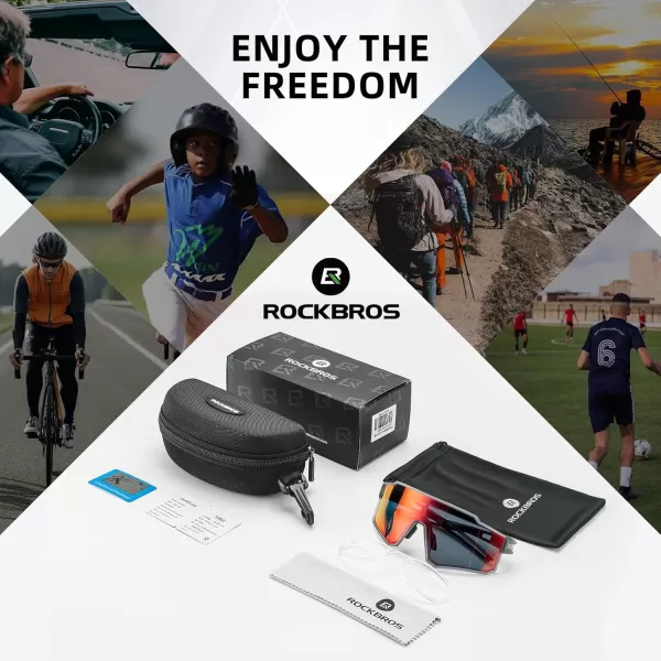 imageROCKBROS Polarized Cycling Glasses Sports Sunglasses Women Men UV400 Protection TR90 Frame Running GlassesBlack