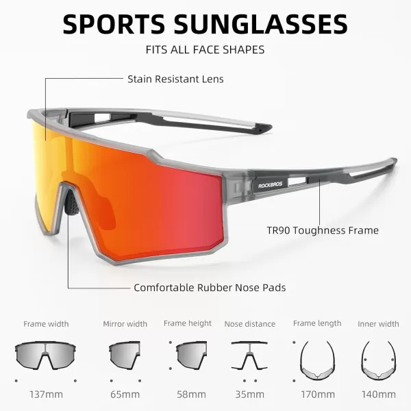imageROCKBROS Polarized Cycling Glasses Sports Sunglasses Women Men UV400 Protection TR90 Frame Running GlassesGrey