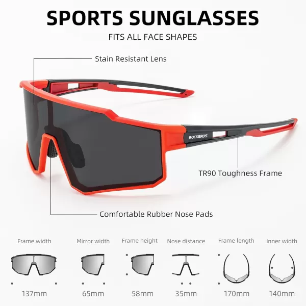 imageROCKBROS Polarized Cycling Glasses Sports Sunglasses Women Men UV400 Protection TR90 Frame Running GlassesRed