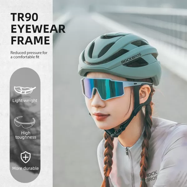 imageROCKBROS Polarized Cycling Glasses Sports Sunglasses Women Men UV400 Protection TR90 Frame Running GlassesWhite