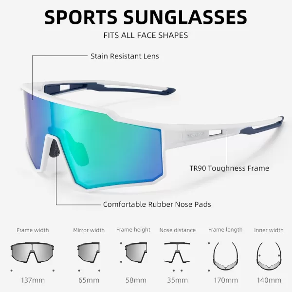 imageROCKBROS Polarized Cycling Glasses Sports Sunglasses Women Men UV400 Protection TR90 Frame Running GlassesWhite