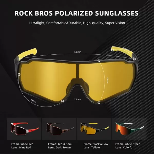 imageROCKBROS Polarized Cycling Sunglasses for Men Sports Glasses Women UV protection Bike Glasses for Driving Running FishingFrameblack YellowLens Yellow