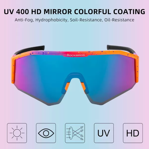imageROCKBROS Polarized Sports Sunglasses for Men and Women UV 400 Protection Sunglasses for Cycling Running BikingShiny PinkPurple