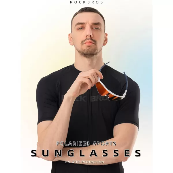 imageROCKBROS Polarized Sports Sunglasses for Men and Women UV 400 Protection Sunglasses for Cycling Running BikingShiny WhiteRed