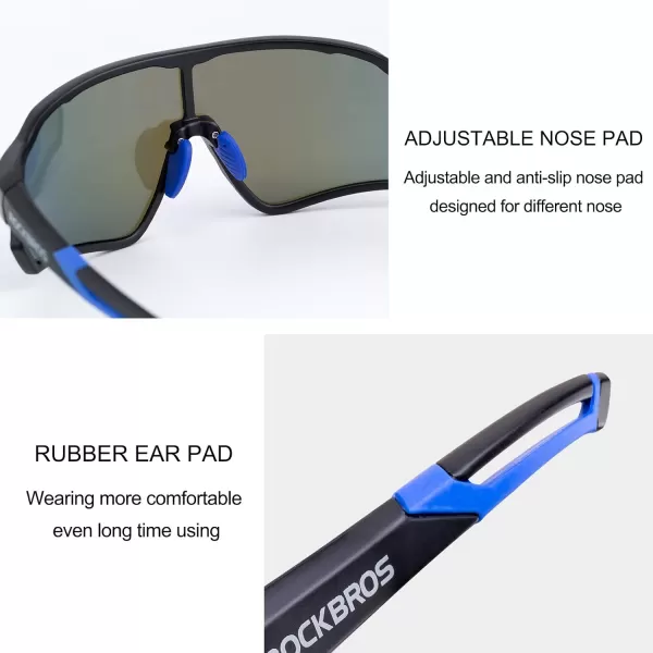 imageROCKBROS Polarized Sunglasses UV Protection for Women Men Cycling SunglassesBlack Blue