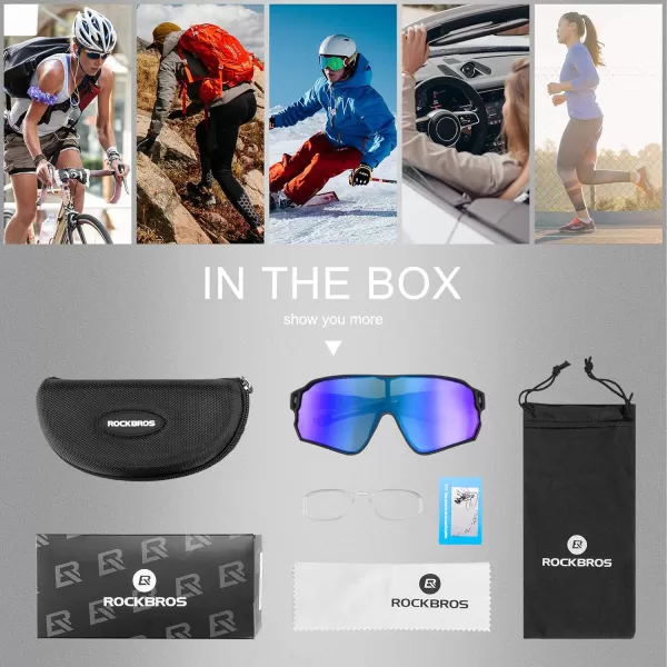 imageROCKBROS Polarized Sunglasses UV Protection for Women Men Cycling SunglassesBlack Blue
