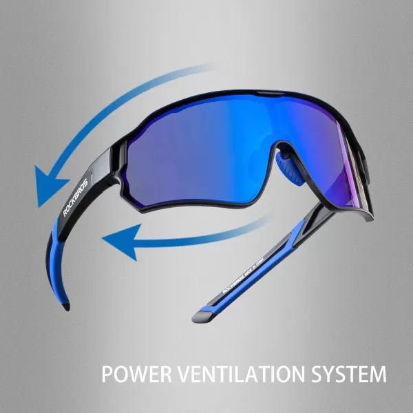 imageROCKBROS Polarized Sunglasses UV Protection for Women Men Cycling SunglassesBlack Blue
