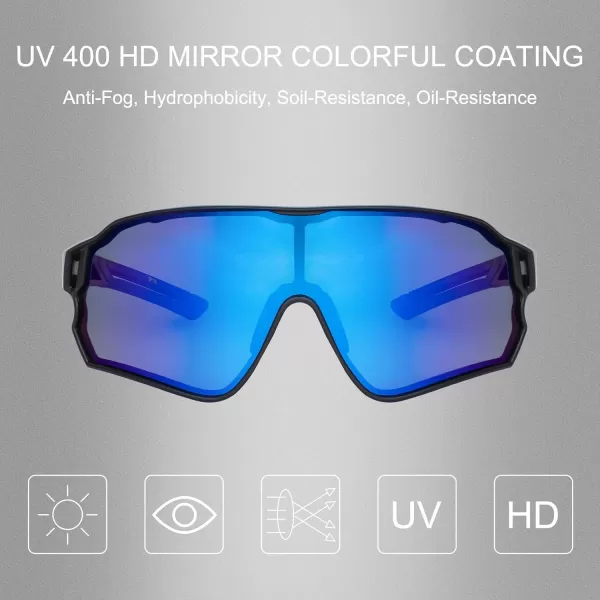 imageROCKBROS Polarized Sunglasses UV Protection for Women Men Cycling SunglassesBlack Blue