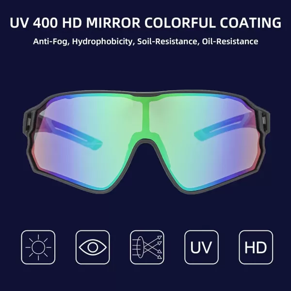 imageROCKBROS Polarized Sunglasses UV Protection for Women Men Cycling SunglassesBlack Green