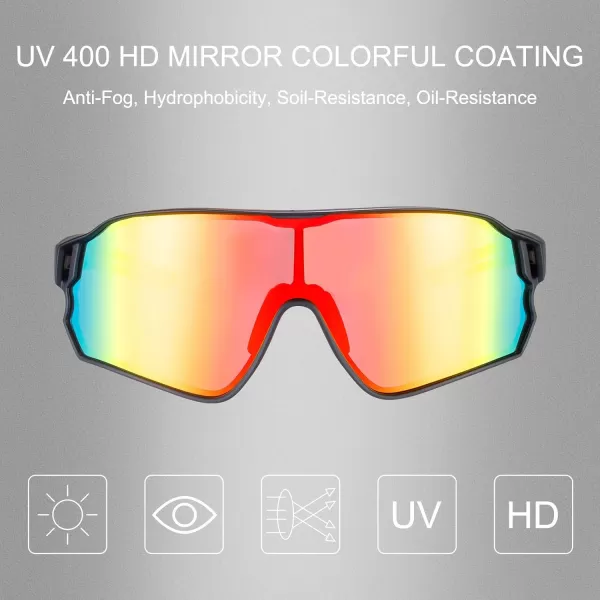 imageROCKBROS Polarized Sunglasses UV Protection for Women Men Cycling SunglassesBlack Red