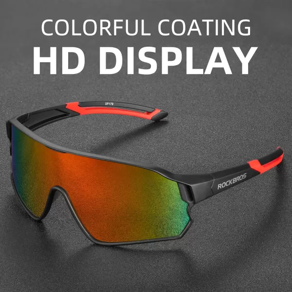 imageROCKBROS Polarized Sunglasses UV Protection for Women Men Cycling SunglassesBlack Red
