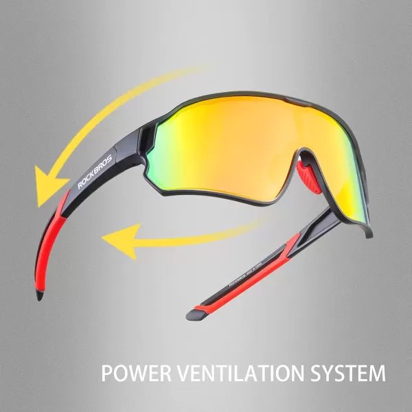 imageROCKBROS Polarized Sunglasses UV Protection for Women Men Cycling SunglassesBlack Red