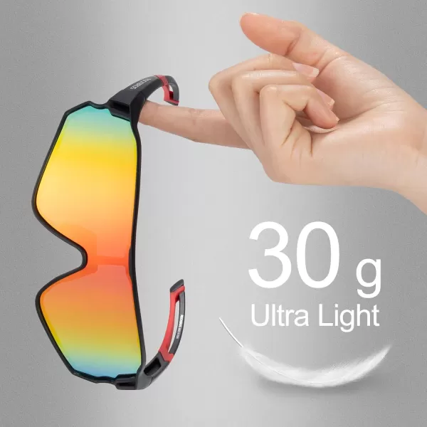 imageROCKBROS Polarized Sunglasses UV Protection for Women Men Cycling SunglassesBlack Red