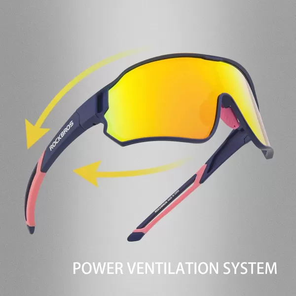 imageROCKBROS Polarized Sunglasses UV Protection for Women Men Cycling SunglassesBule Pink
