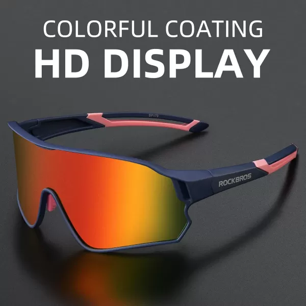 imageROCKBROS Polarized Sunglasses UV Protection for Women Men Cycling SunglassesBule Pink