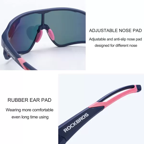 imageROCKBROS Polarized Sunglasses UV Protection for Women Men Cycling SunglassesBule Pink